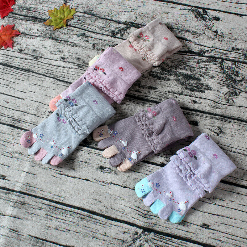 4X Women Toe Socks Five Fingers Floral Random Color One Size Wide Mouth Socks