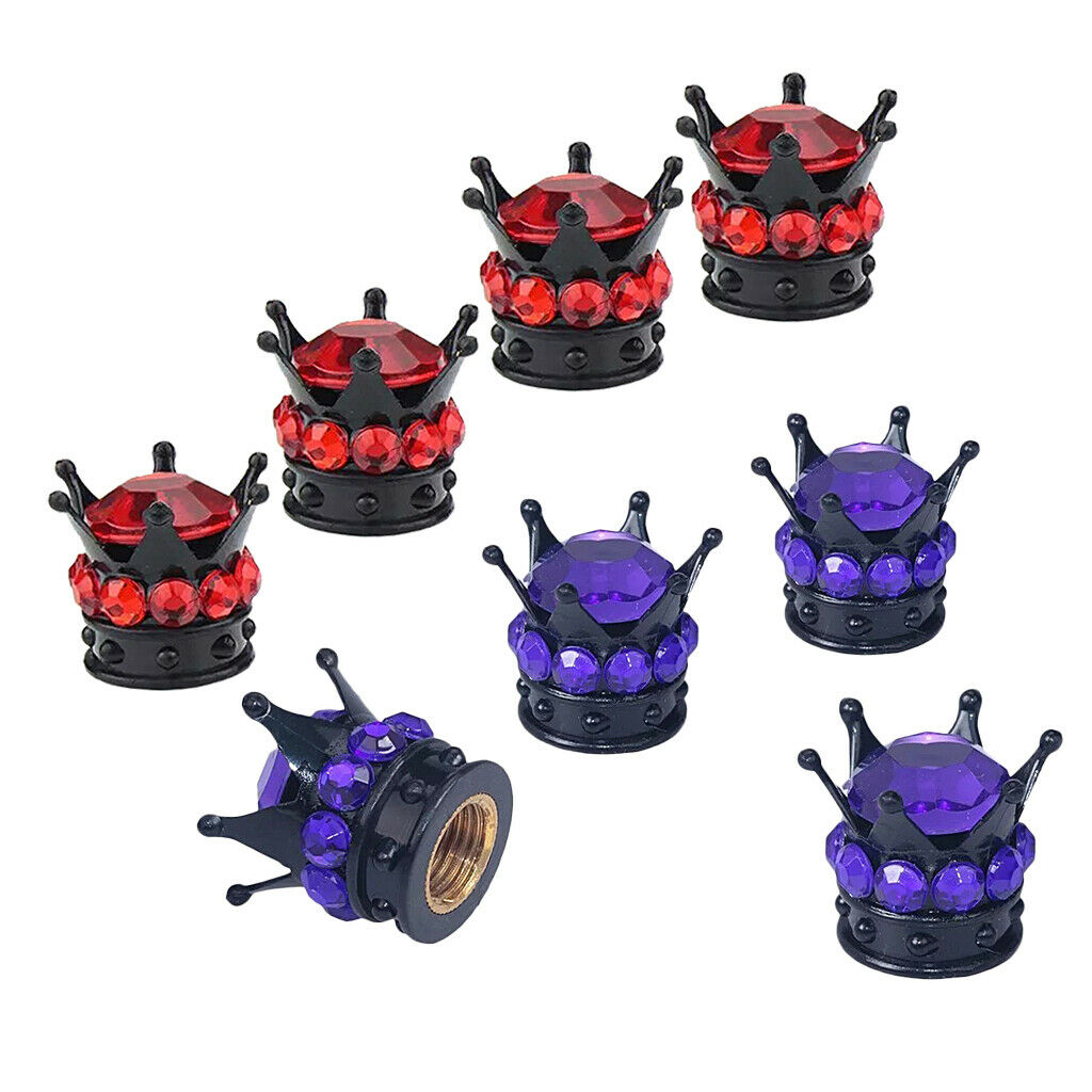 8 Units Car / Automobile Tire Valve Caps, Red + Purple