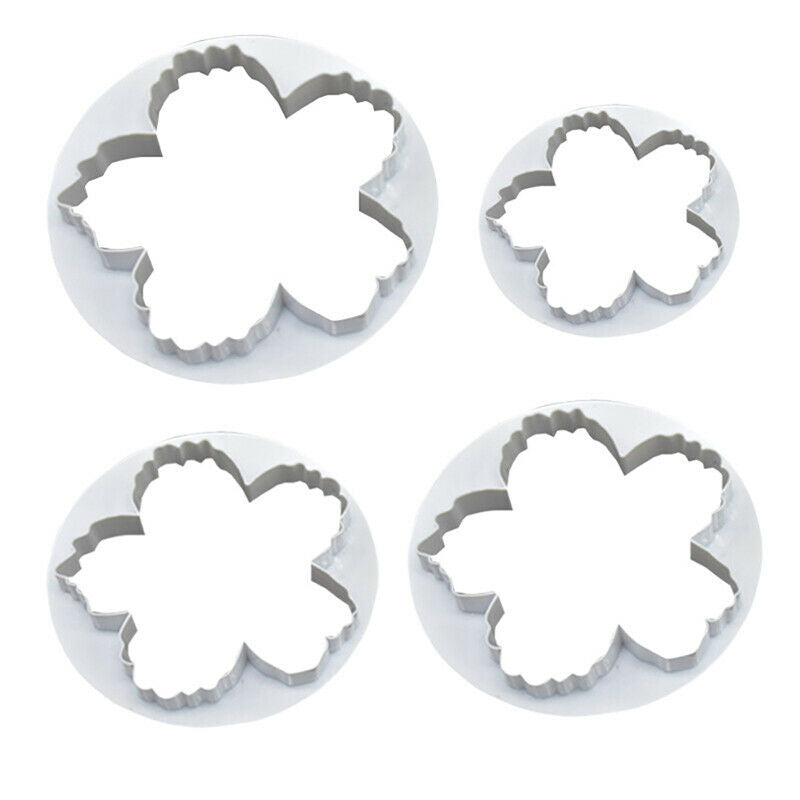 4PCS/set Peony Flower Mould Plastic Cutter Sets Fondant Mold Cake Too.l8