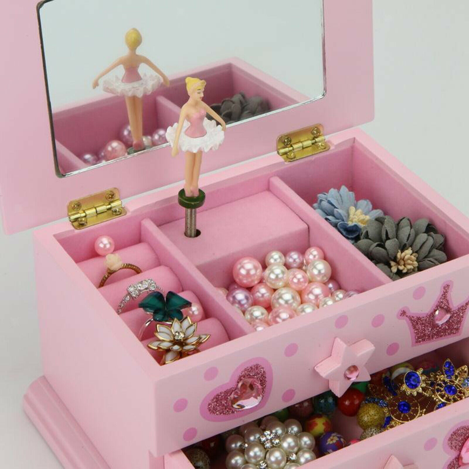 Princess Music Jewelry Box Ring Storage Compartment Organizer Decorative