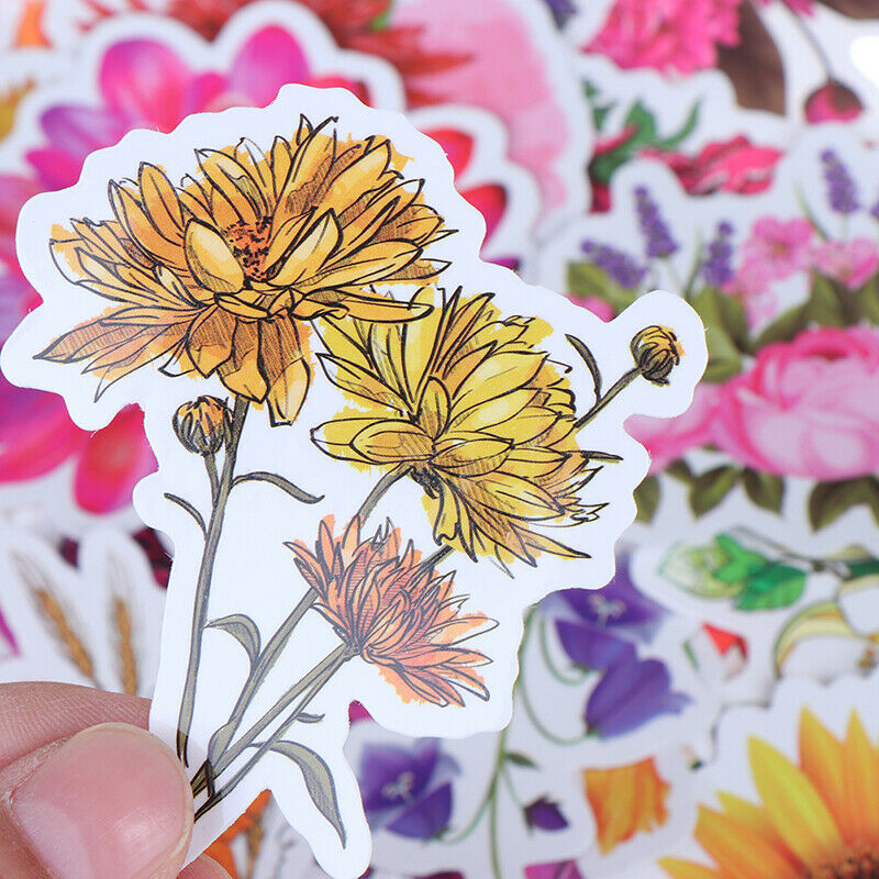 50XBeautiful Colorful Flowers Blooms Stickers for Skateboard Bicycle Suit.l8