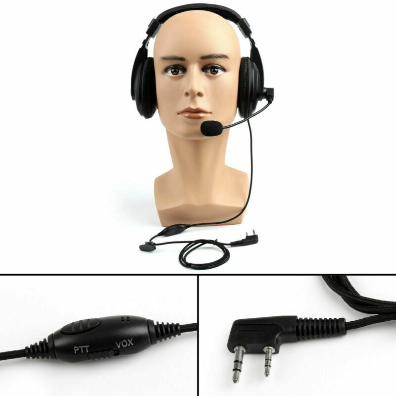 1x Heavy Duty Overhead Headset Boom Mic PTT For Kenwood Puxing Baofeng Radio B5