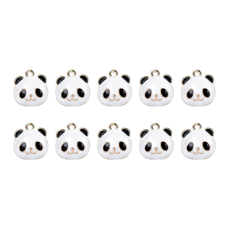 10Pcs/Set Cute Panda Animals Alloy Enamel Charms Pendant DIY Craft Jewelry G Kt