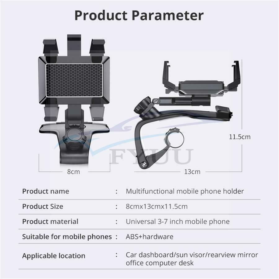 Dashboard Car Phone Holder Mobile Phone Stands Rearview Mirror Sun Visor 3-7inch