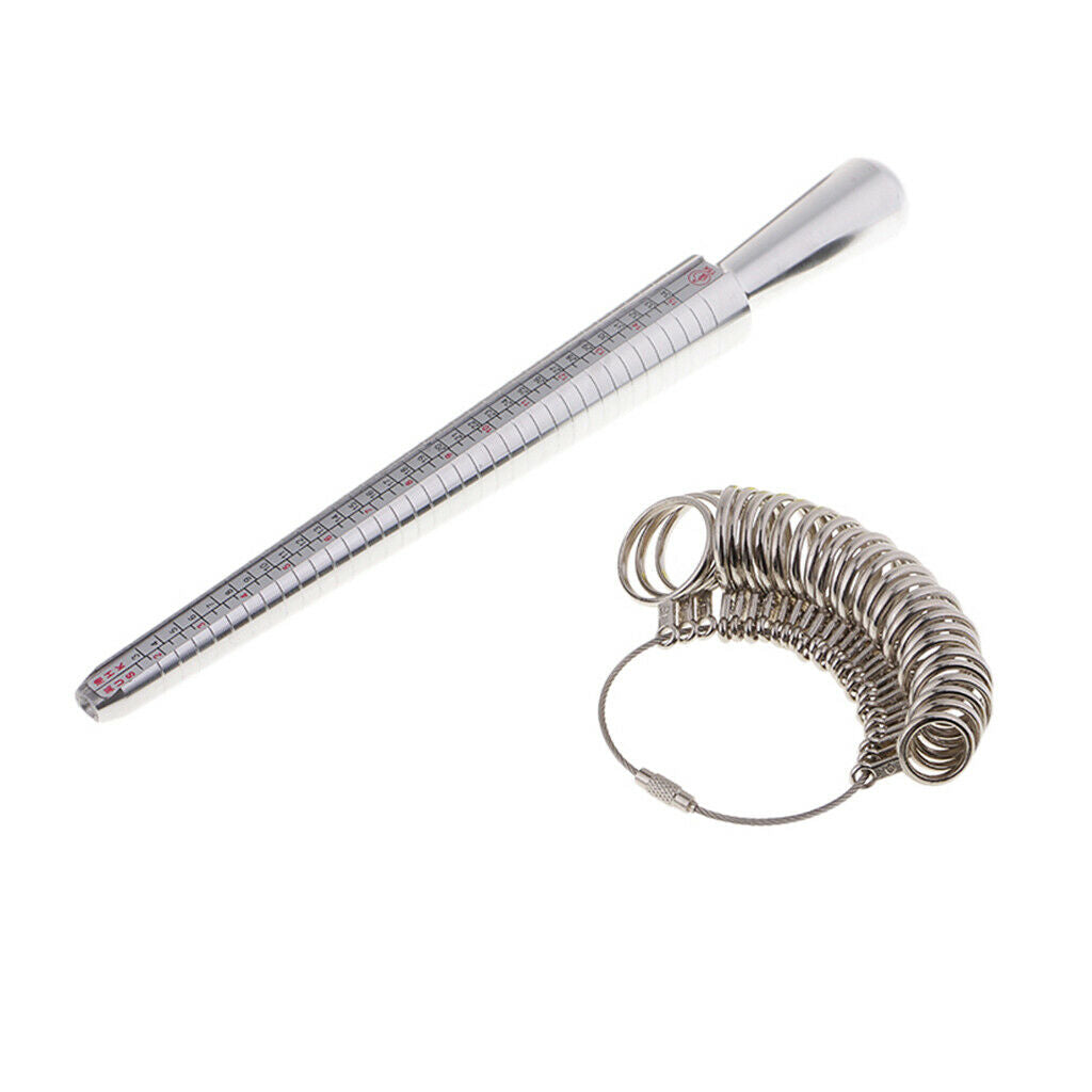 Standard Rings Kit Metal Ring Sizer Mandrel Finger Sizing Measure Stick Tool