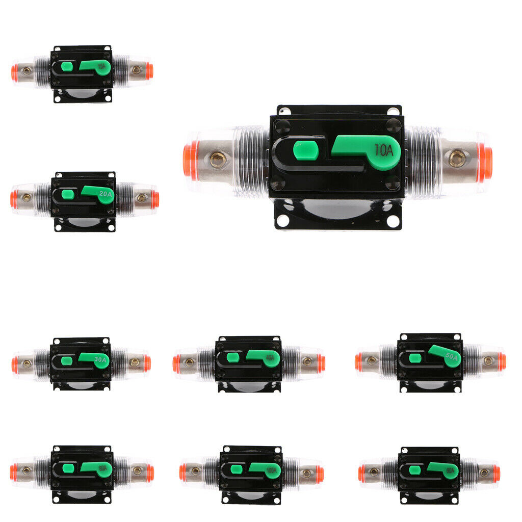 10Amp Circuit Breaker with Manual Reset Car Stereo Audio Fuse Holder Inline