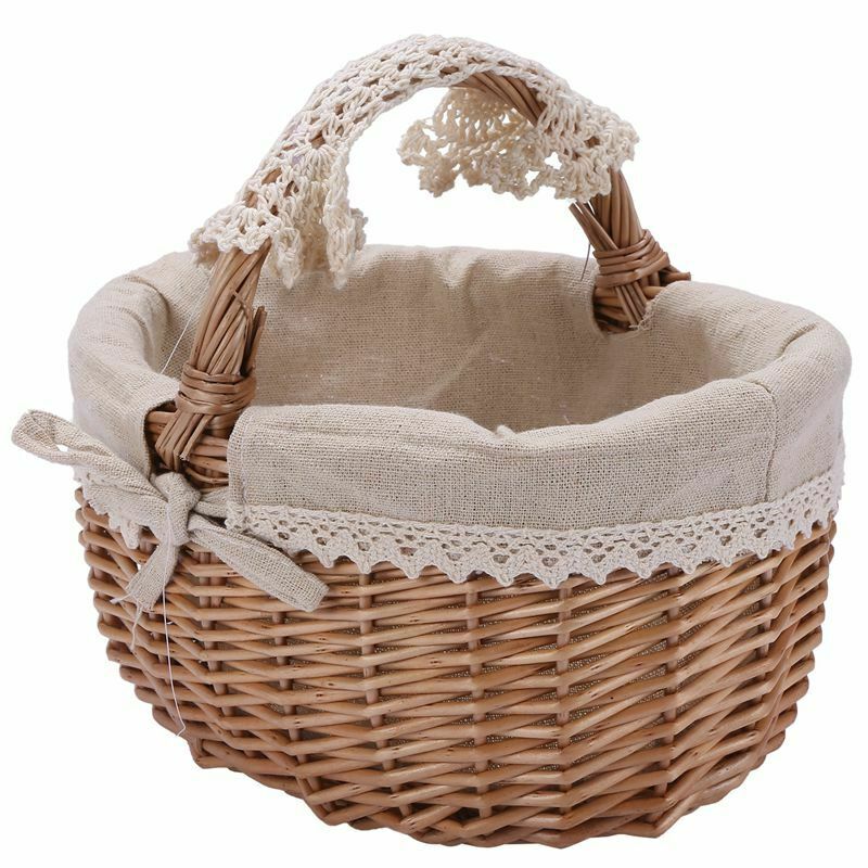 Wicker Basket Rattan Storage Basket Box Picnic Basket Fruit Flower Baskets andE8