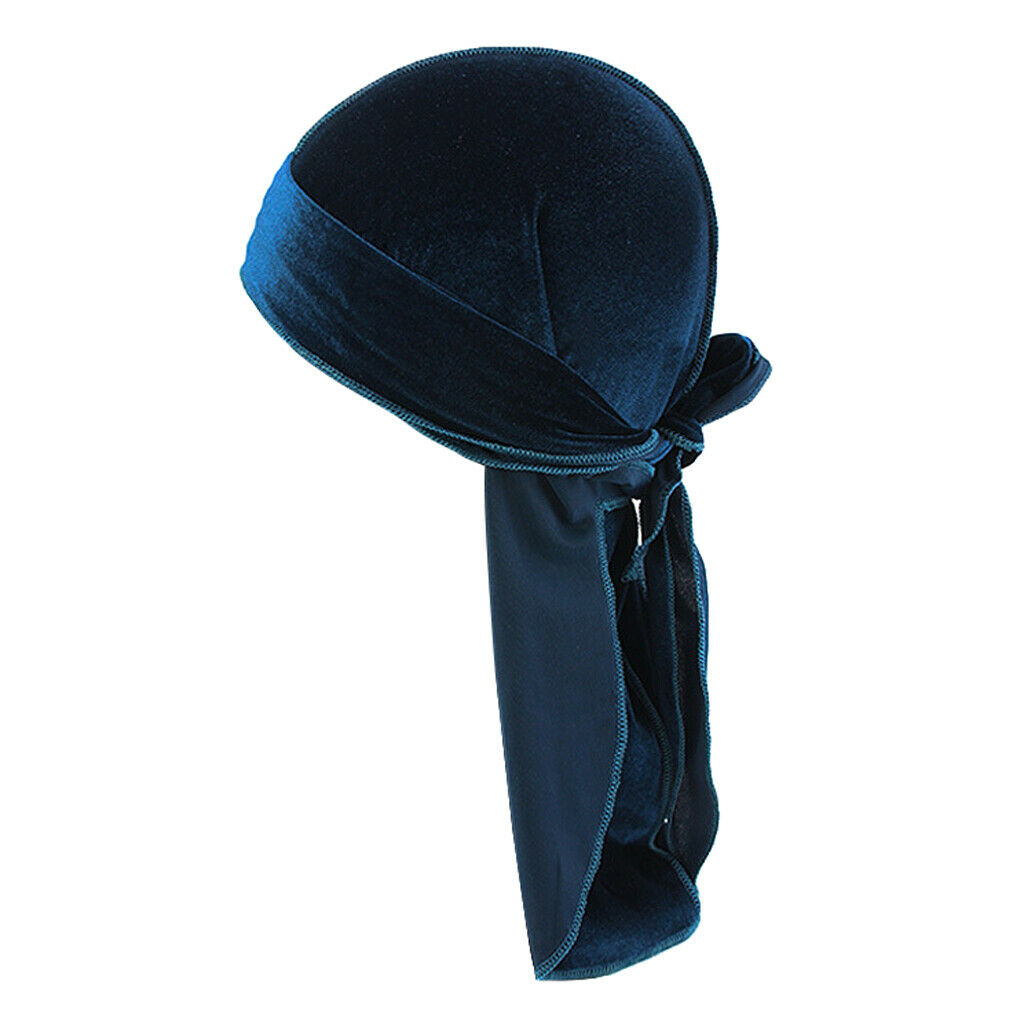 3x Mens Elegant Velvet Bandana Hat Durag Long Tail Muslim Headwrap Beanie