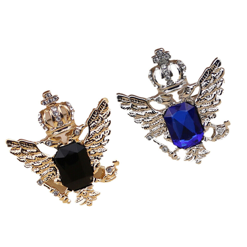 2 Pieces Crystal Crown Rhinestone Brooches Pins for Bridal Wedding Party