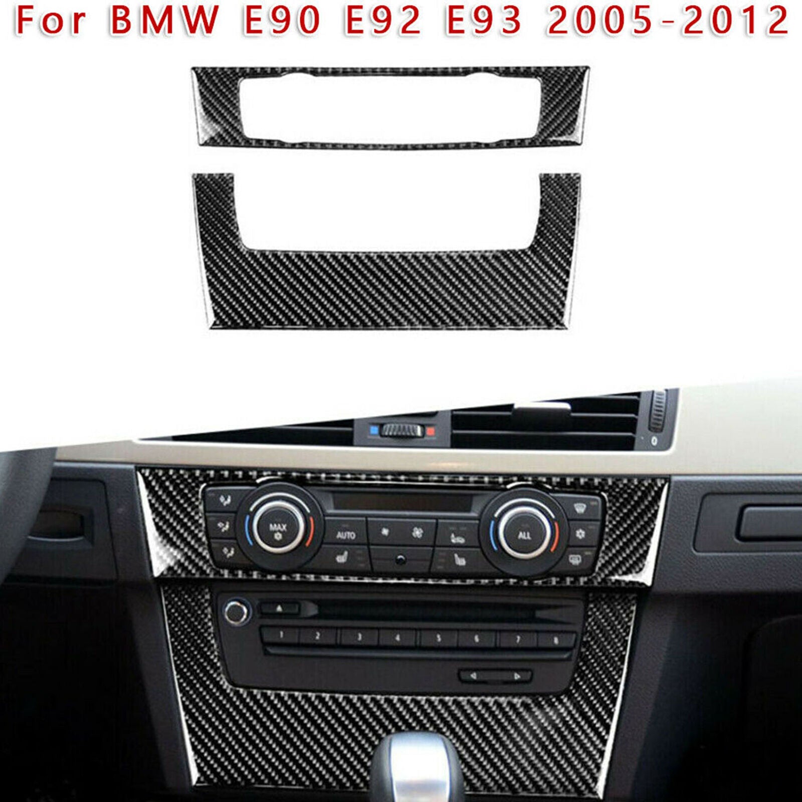 Carbon Fiber Interior CD Control Panel Cover Trim For BMW E90 E92 E93 2005-12