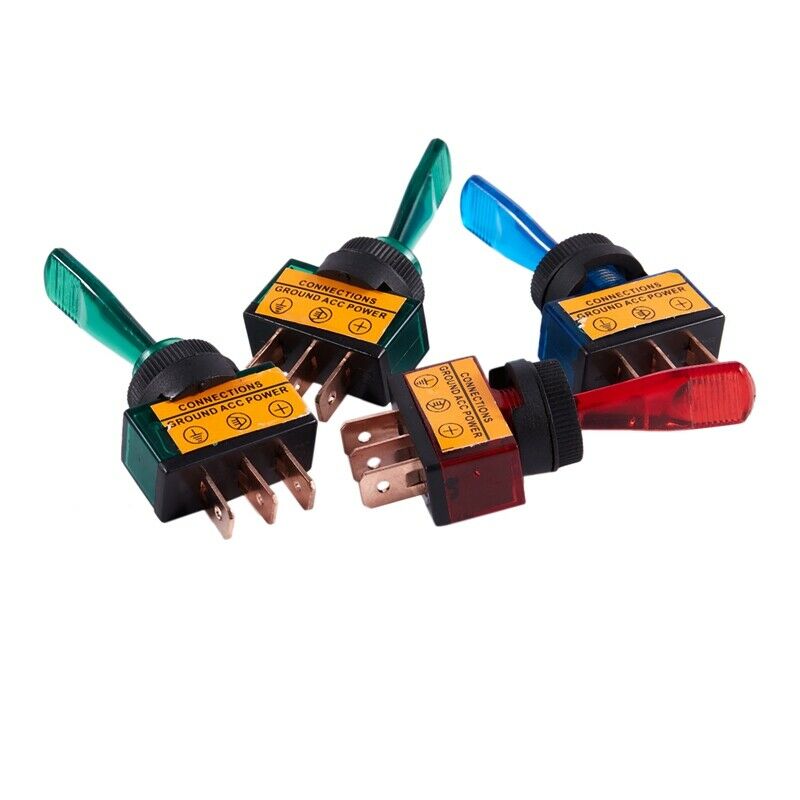 4PC 12V DC 20A LIGHT ILLUMINATED TOGGLE SWITCH CONTROL CAR BOAT DASH SPST ON/OE8