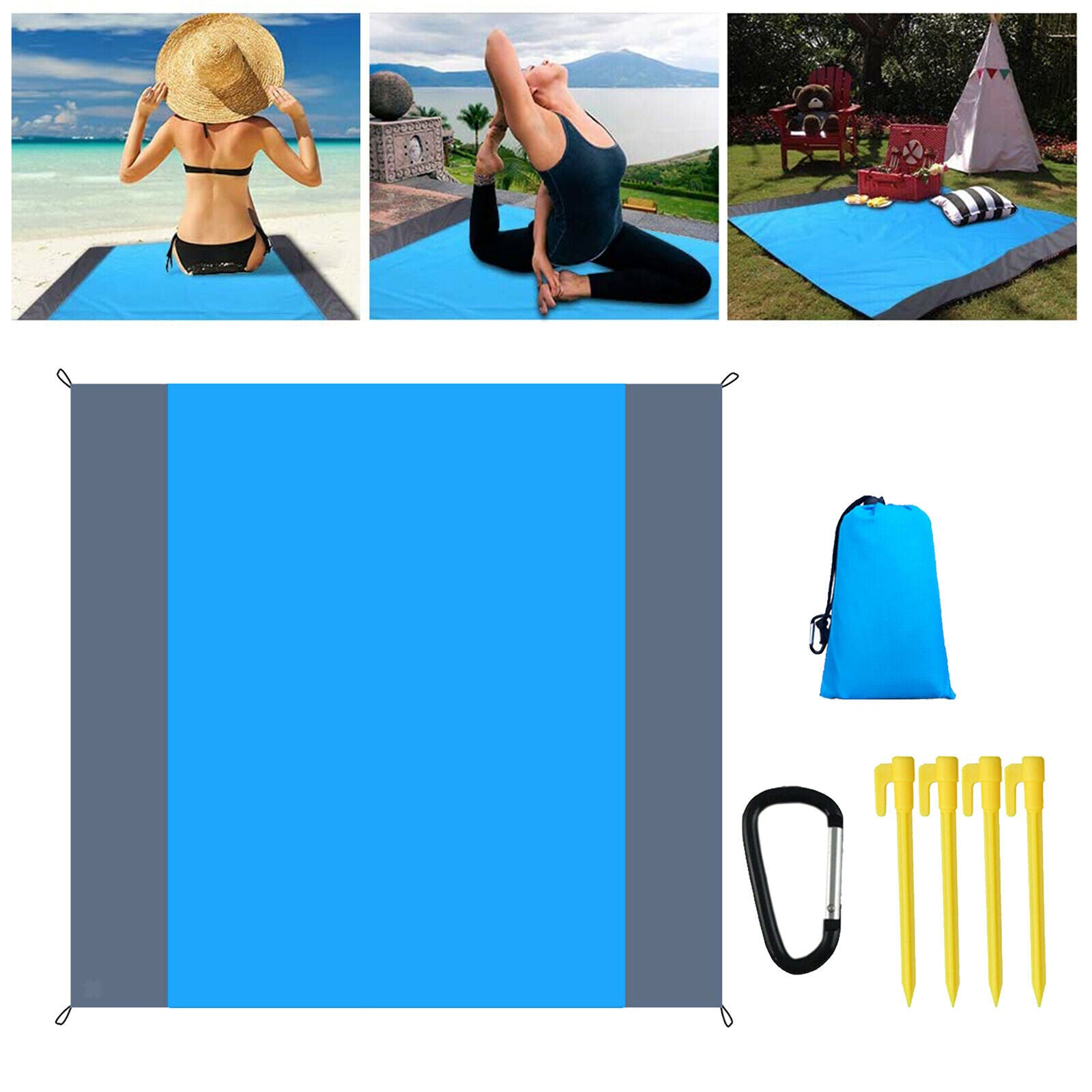 210x200cm Beach Blanket Waterproof Durable Folding Outdoor Picnic Mat Travel