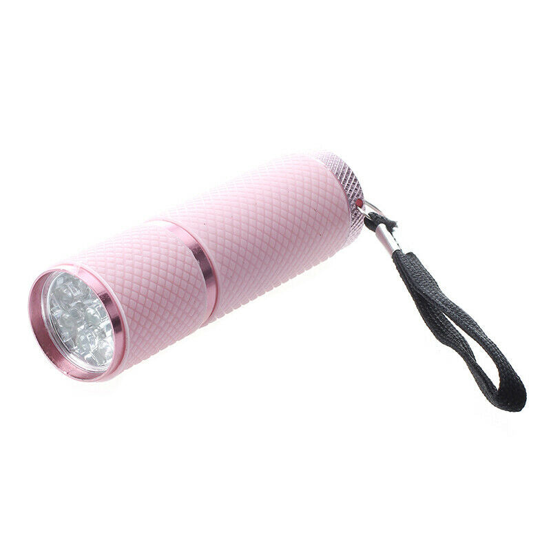 Outdoor Mini Pink Rubber Coated 9-LED Flashlight Torch G1I8I8
