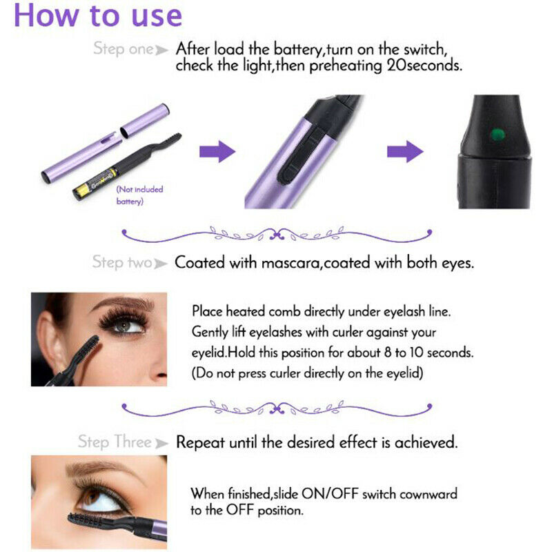 Portable Electric Heated Eyelash Curler Eyelashes Brush Long-Lasting Curl.l8