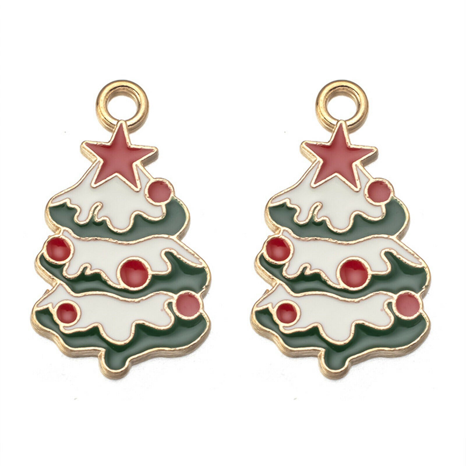 20pcs Alloy Cute Charms Christmas Styles Enamel Pendants DIY Jewelry Making