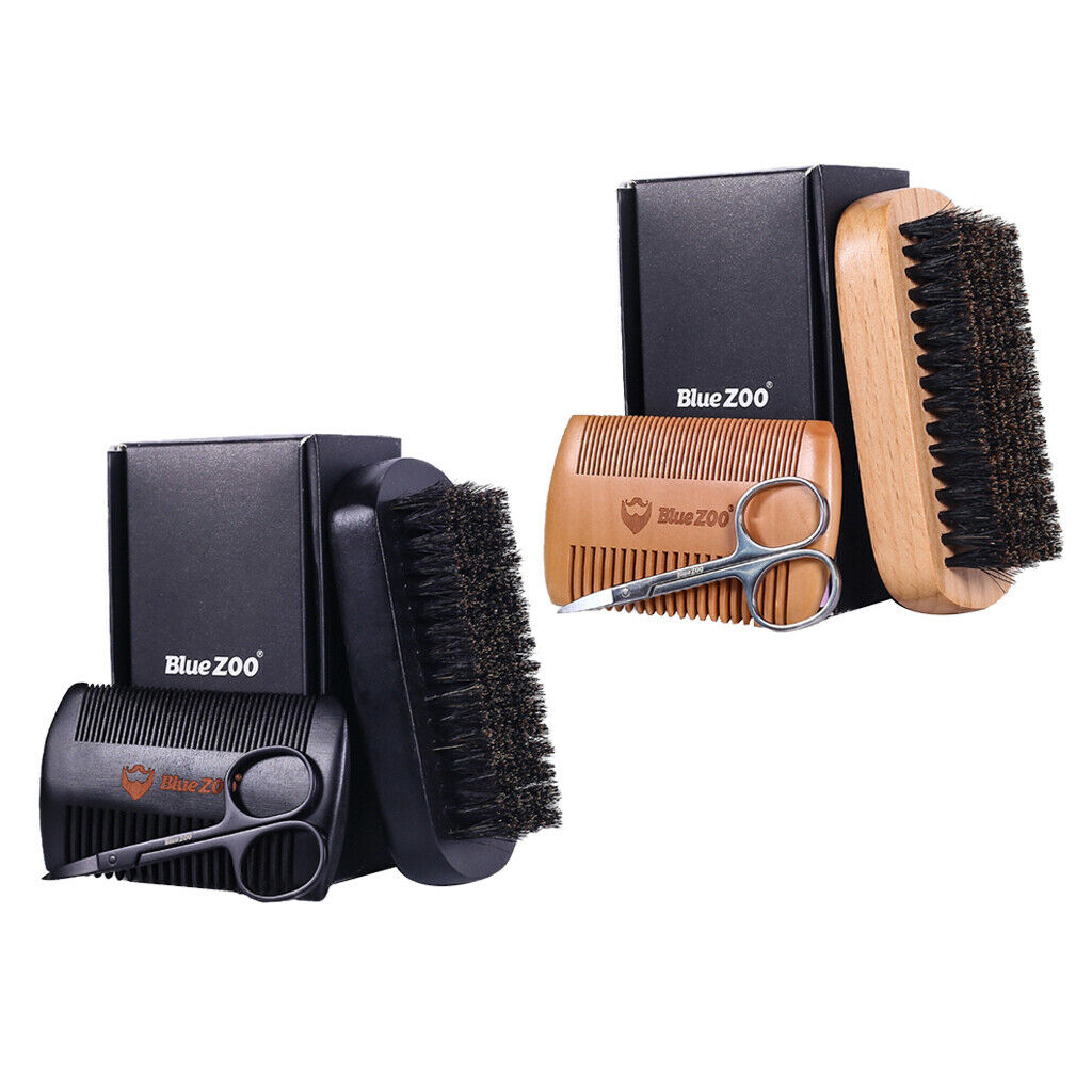 2 Set Mens Beard Grooming Kit with Comb Scissors Brush Set for husband