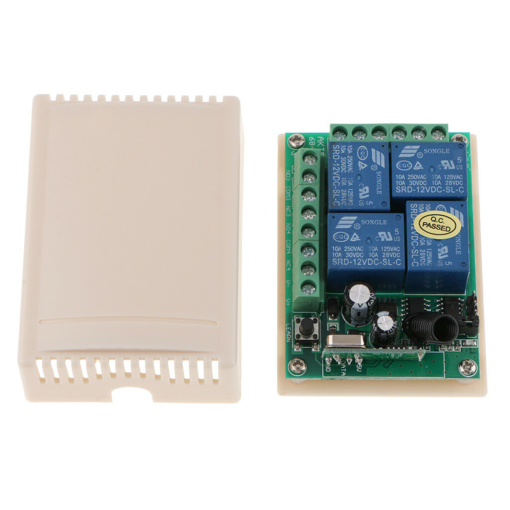 12V Relay 4 Channel Wireless RF Remote Control Switch Transmitter 2 Receiver