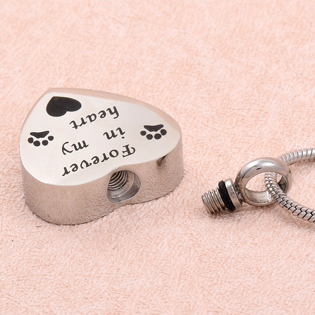 Stainless Steel Heart Cremation Urn Ash Necklace - Forever ion My Heart