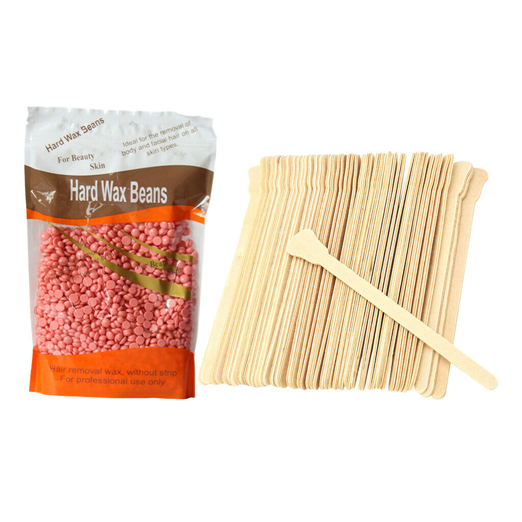 Hard Wax Beans Back Bikini Body Waxing Painless Hair Removal + Spatulas