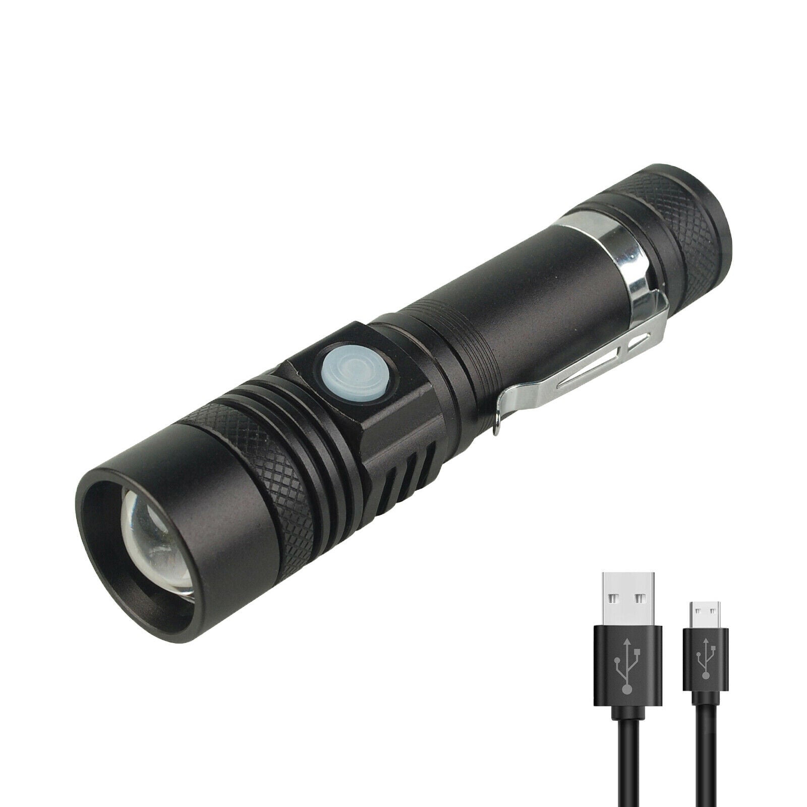 Small Zoomable LED Flashlight Rechargeable High Lumen Waterproof Torch