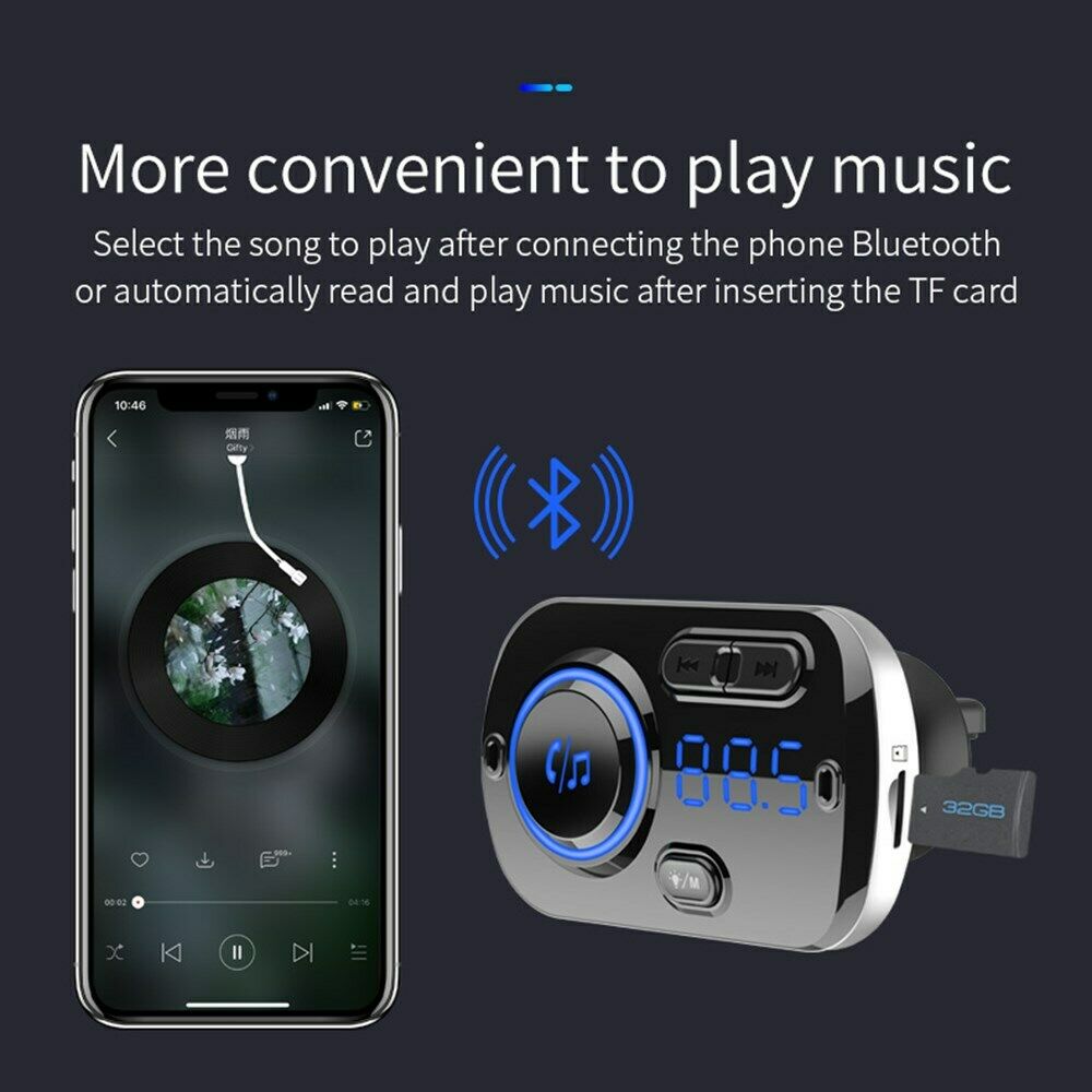 QC3.0 Bluetooth FM Transmitter Wireless Radio Adapter Car Mp3 Player CA