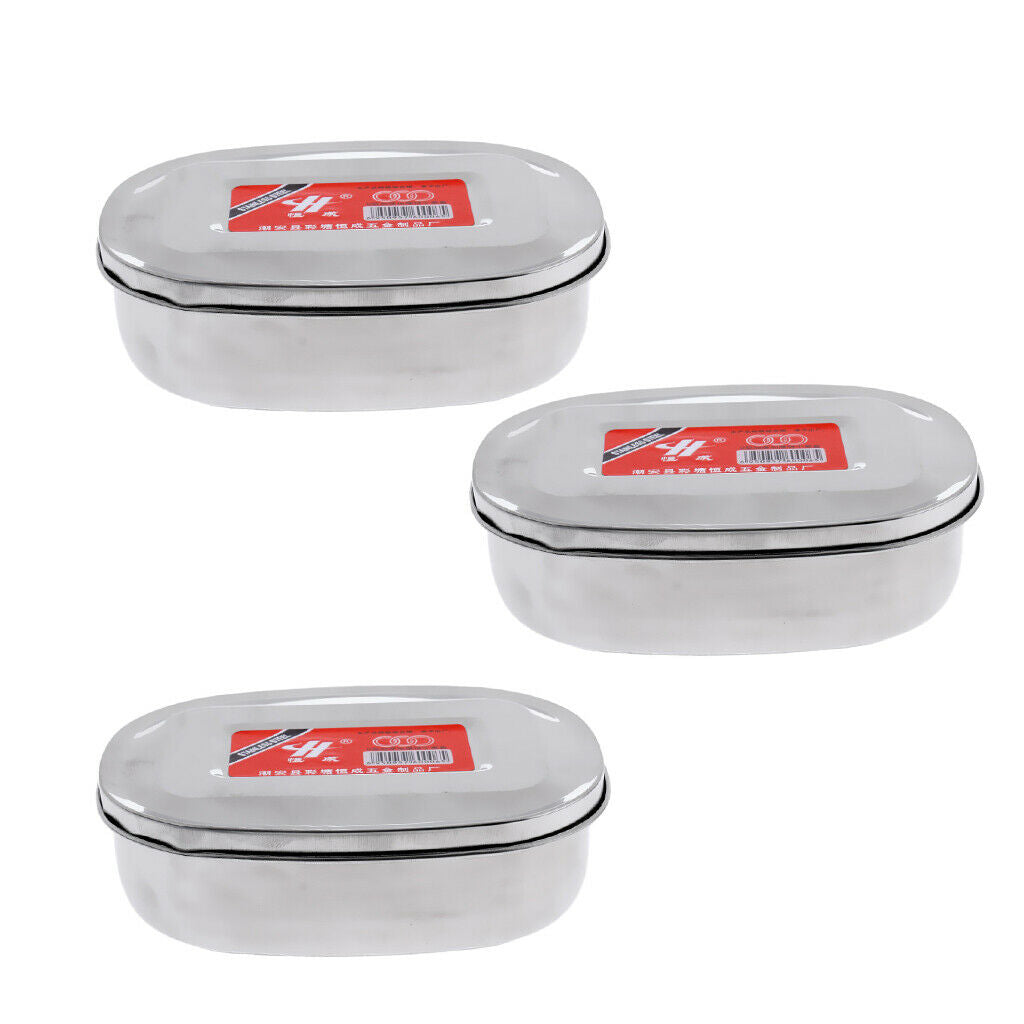 Pack 3 Stainless Steel Student Bento Lunch Box Dinner Food Container Small