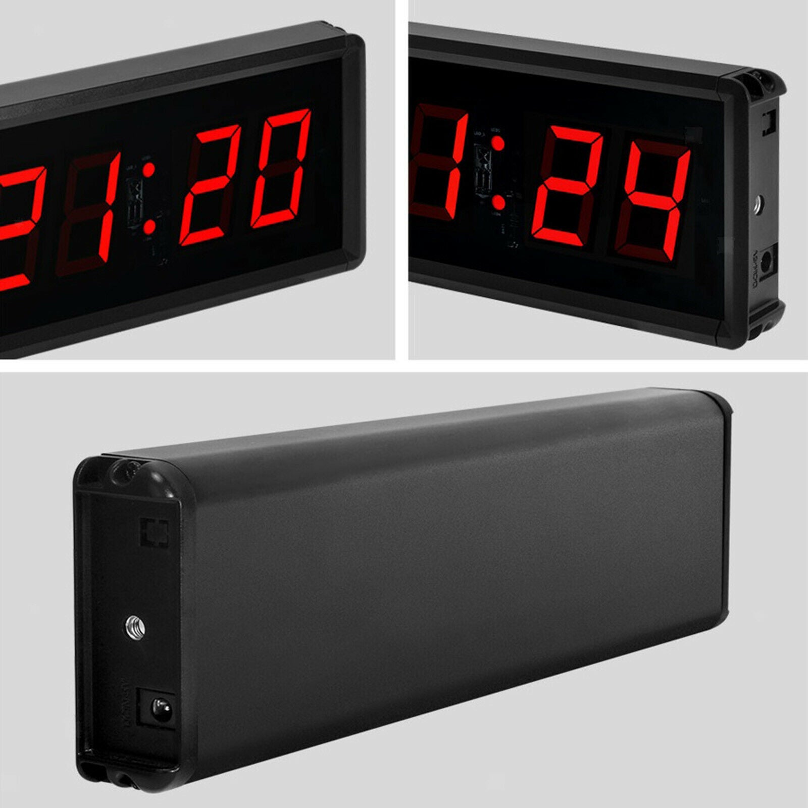 1.5'' Interval Timer Stopwatch Gym Fitness Wall Clock with Remote US Plug