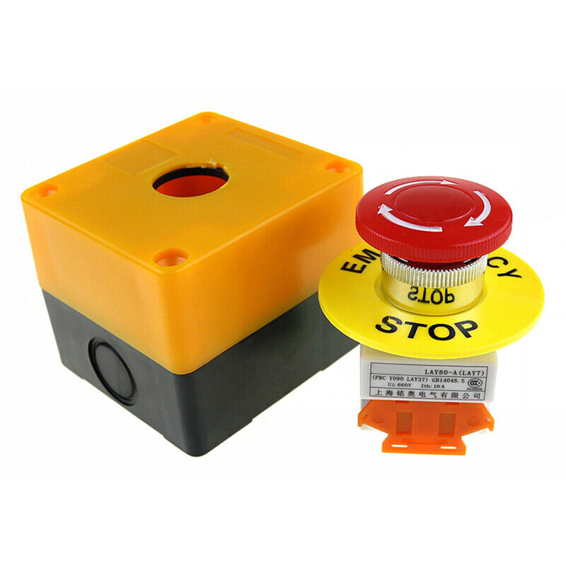 2Pcs Red Mushroom Emergency Stop Shut Off Push Button Switch No + Nc 22Mm Cnc L7