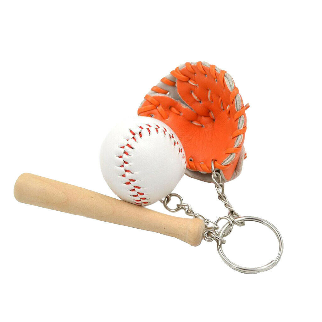 2PCS Mini Baseball Three-piece Charm Pendant Purse Bag Keyring Key Chains
