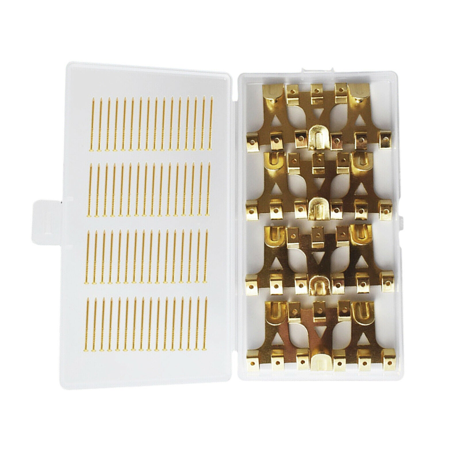 20x Picture Frame Hangers Hooks Brass Plated Plaster Framing Photo Hanging