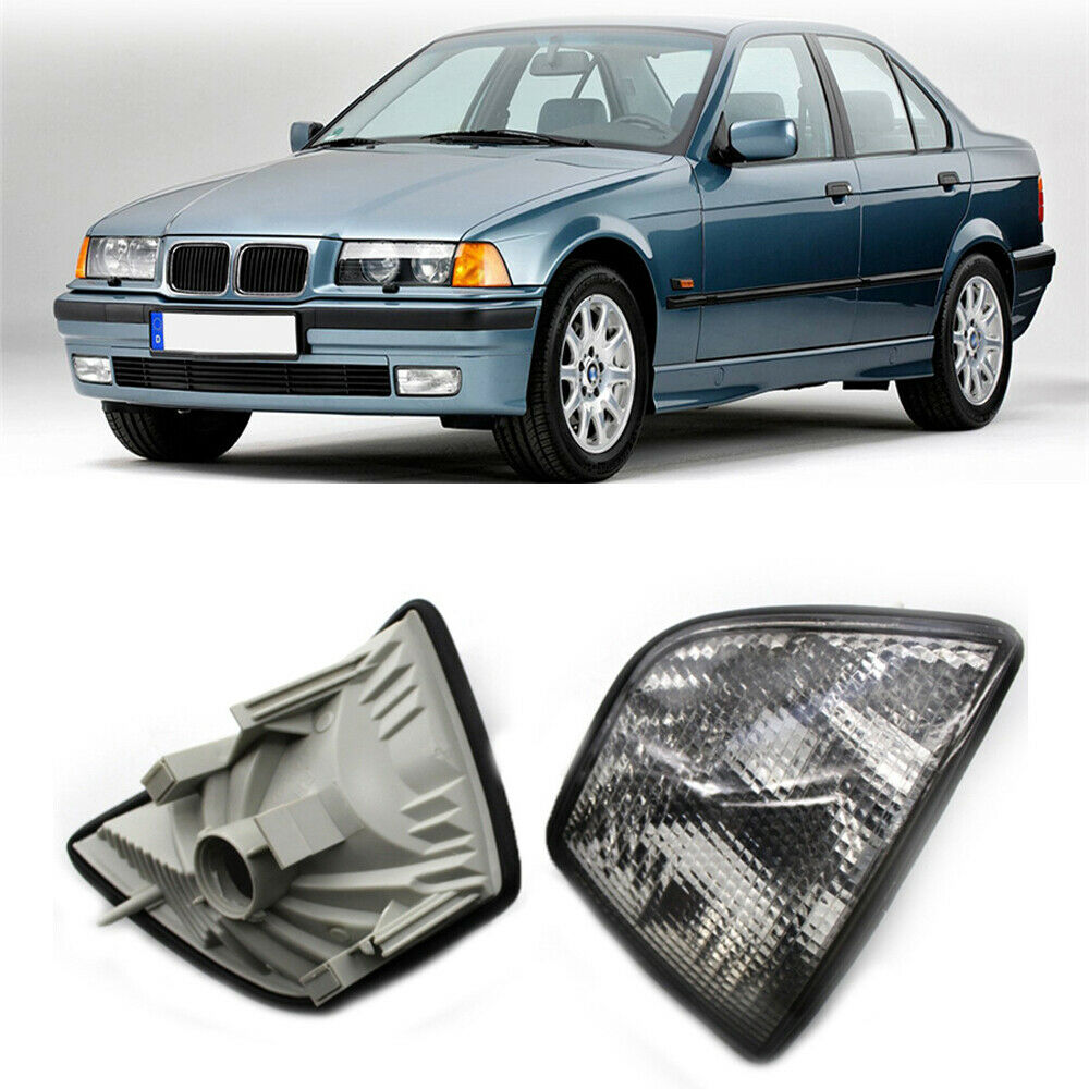 2Pcs Gray White Lens Turn Signal Lights 63138353280 For BMW E36 318i 328i M3