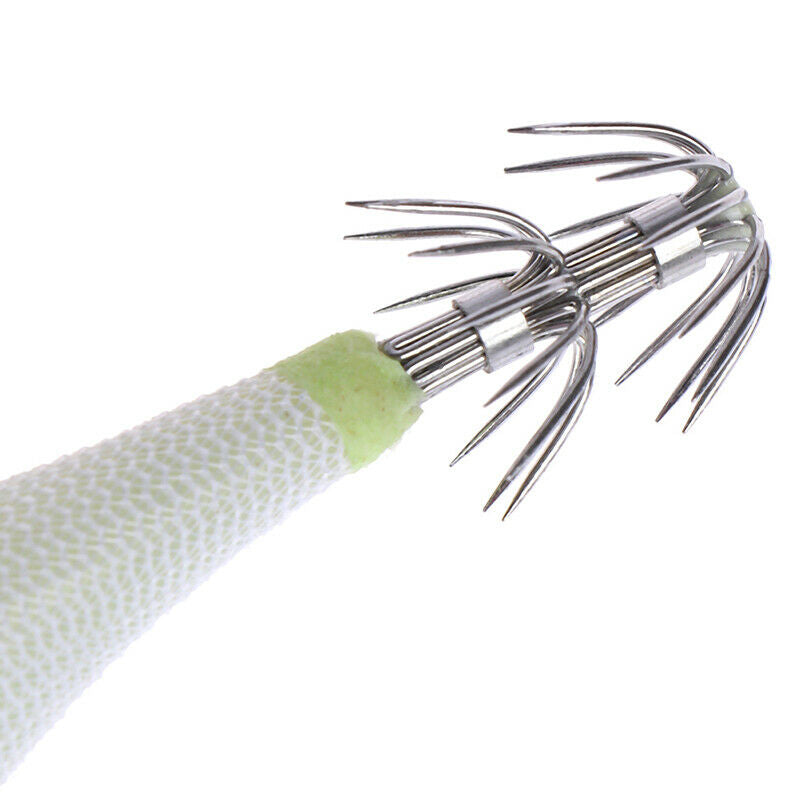 1PC Luminous Squid Jigs White Glow Wood Shrimp with Octopus Squid Jig Hoo.l8