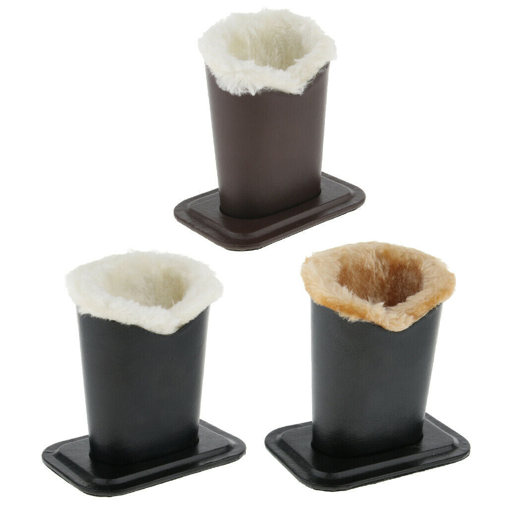 3 Pieces PU Leather Plush Lined Eyeglasses Holder Stand Pen Holder