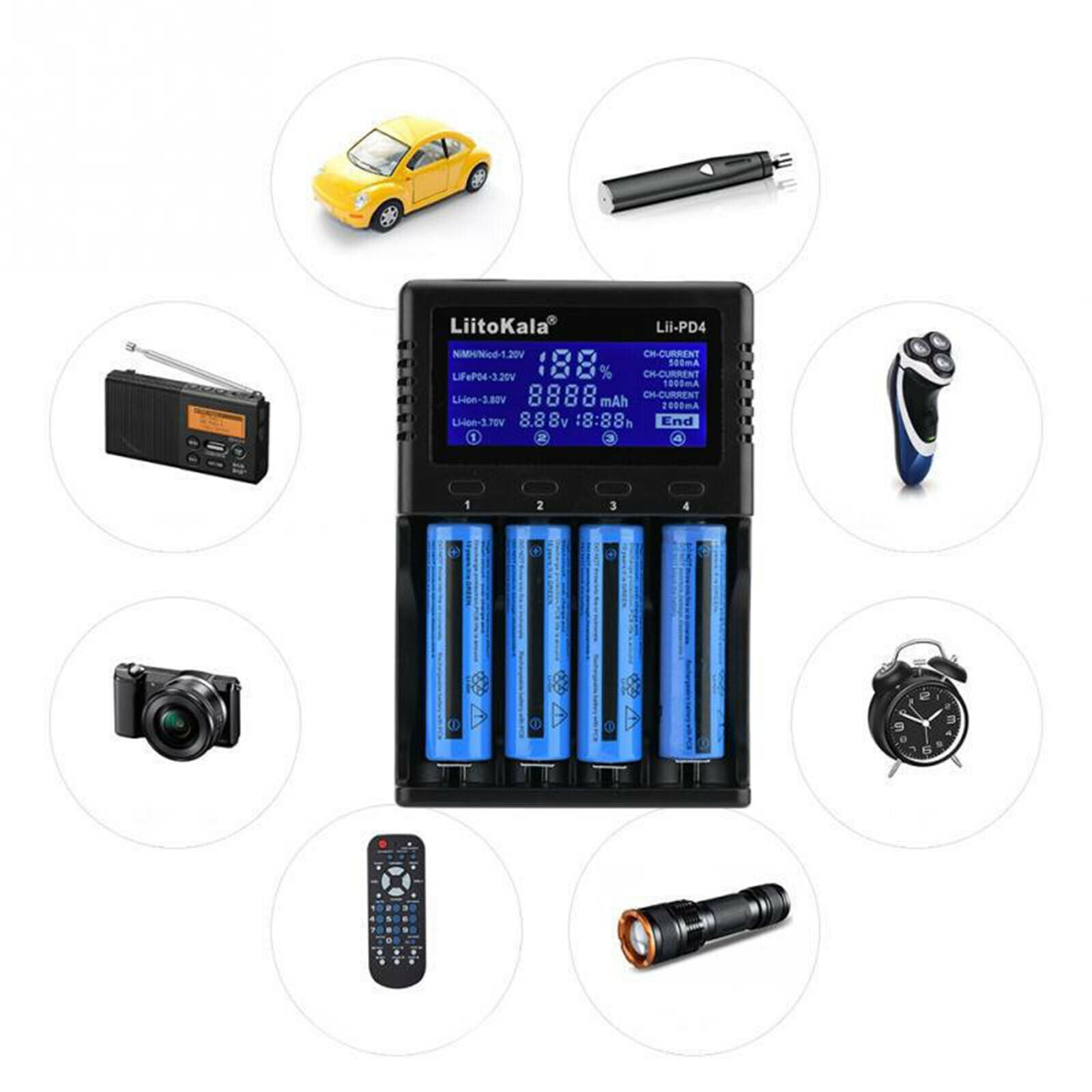 Lii-PD4 4 Slots Smart Lithium Nimh Battery Charger for 26650/21700 Premium