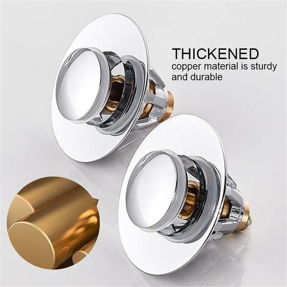 Bathroom Sink Plug with Strainer Basket Press Type Drain Stopper Hair Catcher