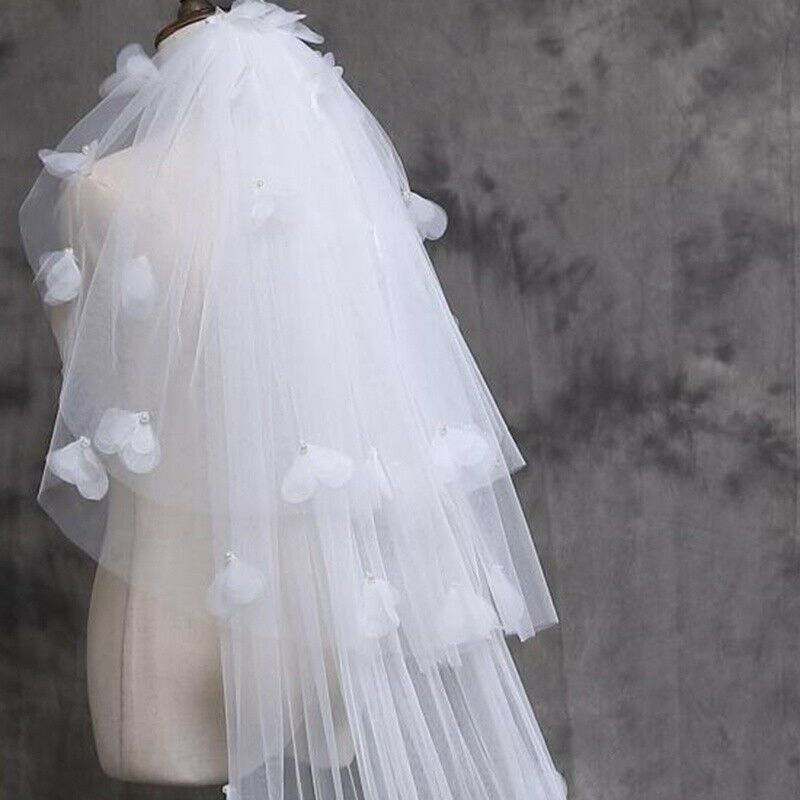 3Tier White Ivory Cathedral Length Lace Edge Bride Wedding Bridal Long Veil