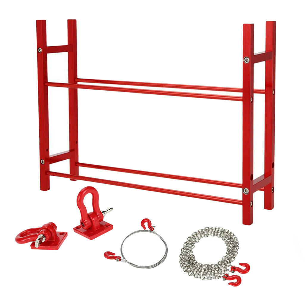 1/10 RC Car Tow Hook Trailer Chain Rope+Tire Rack Holder for Axial SCX10 D90