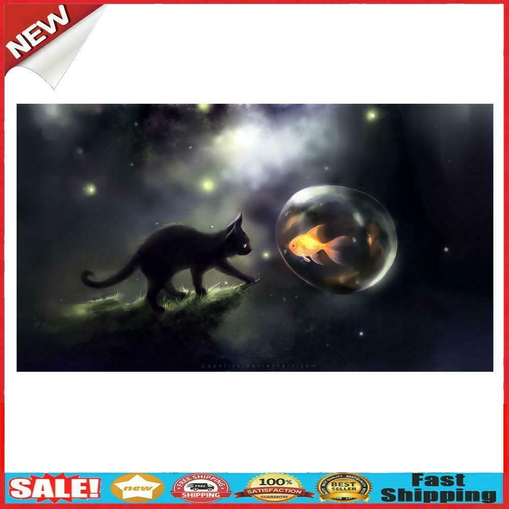 Night Black Cat 5D Diamond DIY Painting Craft Kit Home Decor  @