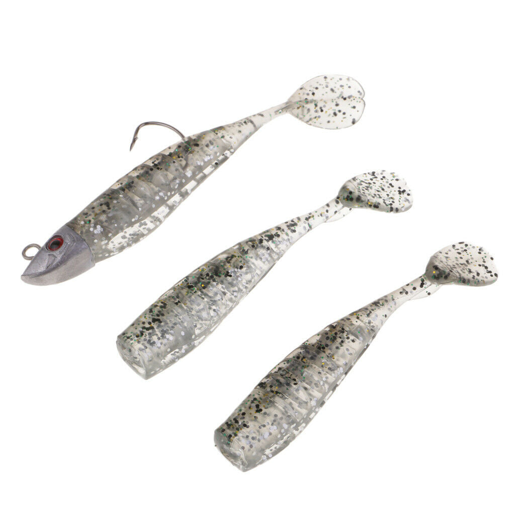 Ultra Shad Jig Head Paddle Tail Swimbait Soft Fishing Lure Bait Black