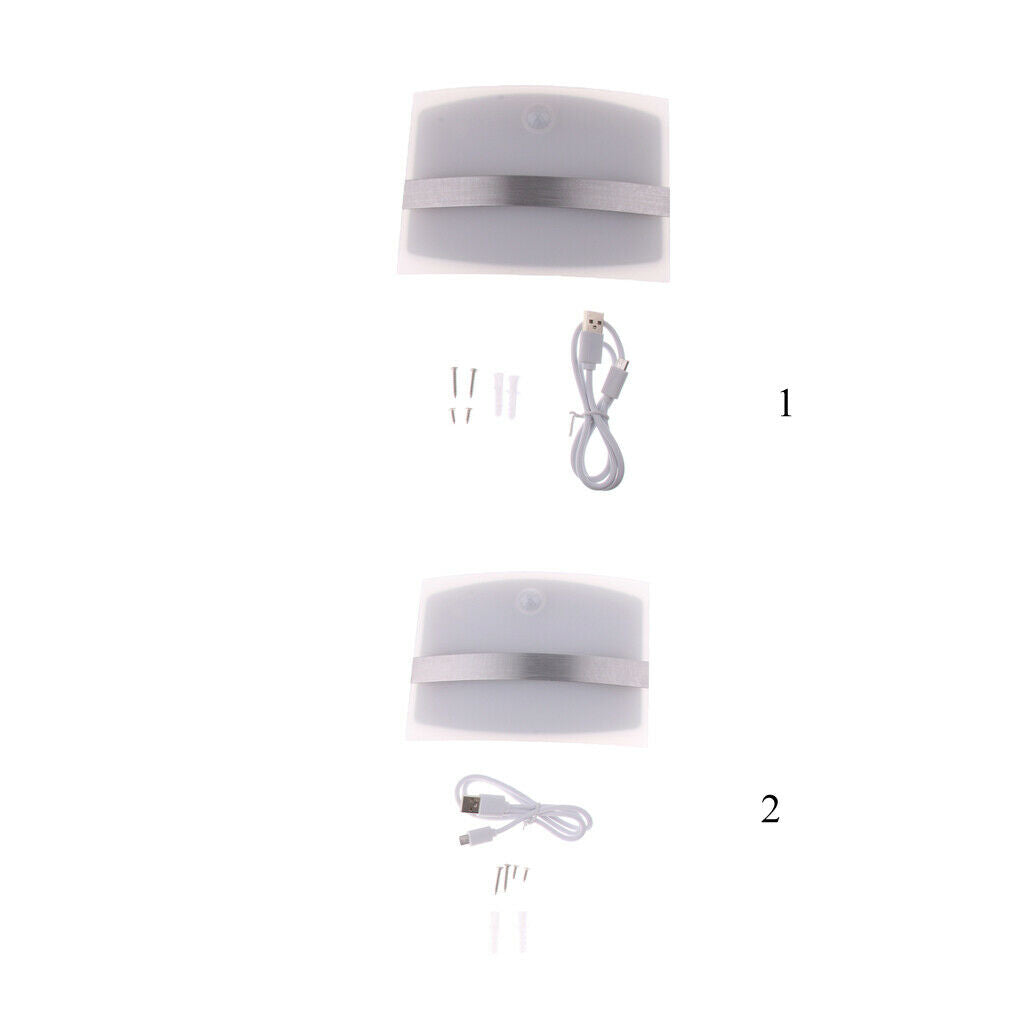 USB Rechargeable PIR Motion Sensor Sconce Wall Lamp Night Light Warm White