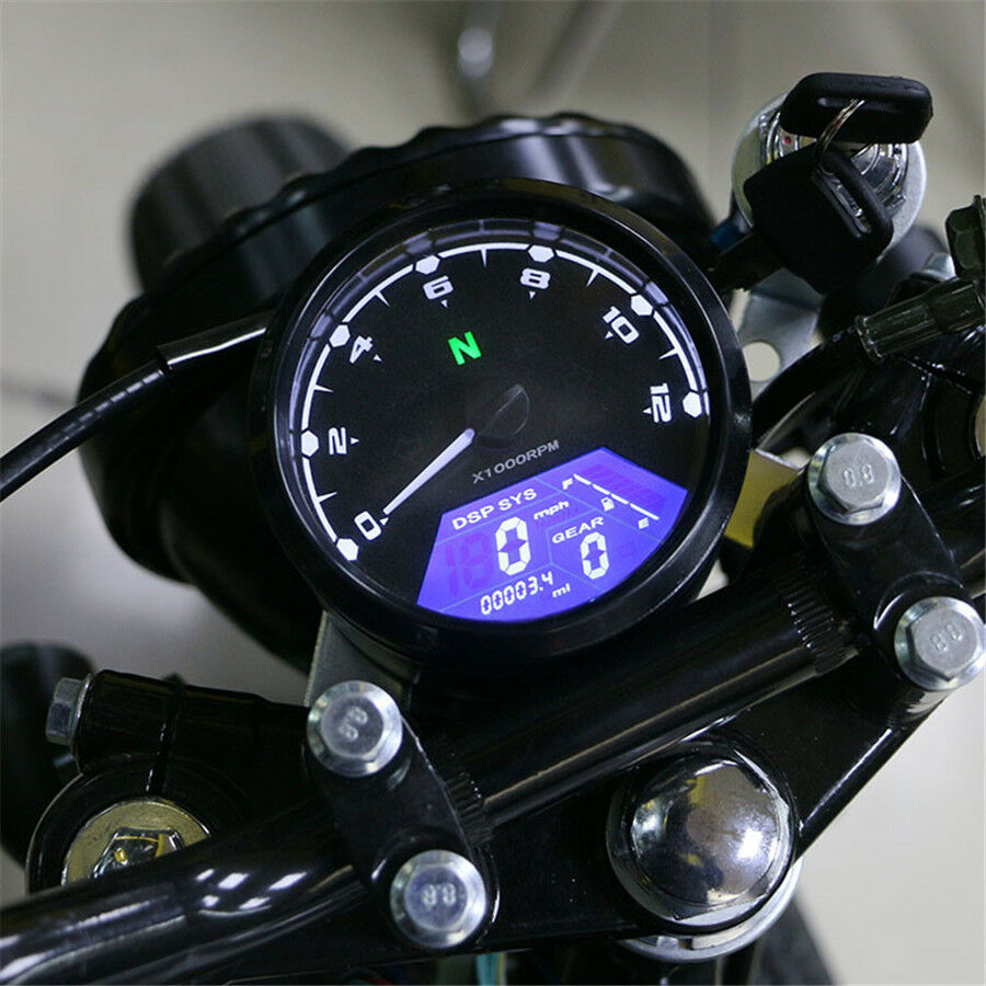 1 Pcs Black Anti-glare Motorbike LCD Speedometer Tachometer 0-12000RPM ODO Gauge