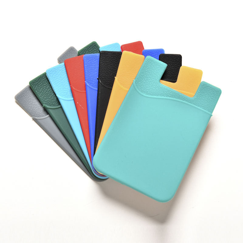 Silicone Mobile Phone Wallet Credit Card Cash Stick Adhesive Holder Case .l8