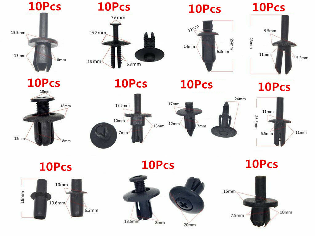 Car Bumper Fender Door Push Retainer Pin Rivet Trim Clip Panel Assortments Kit