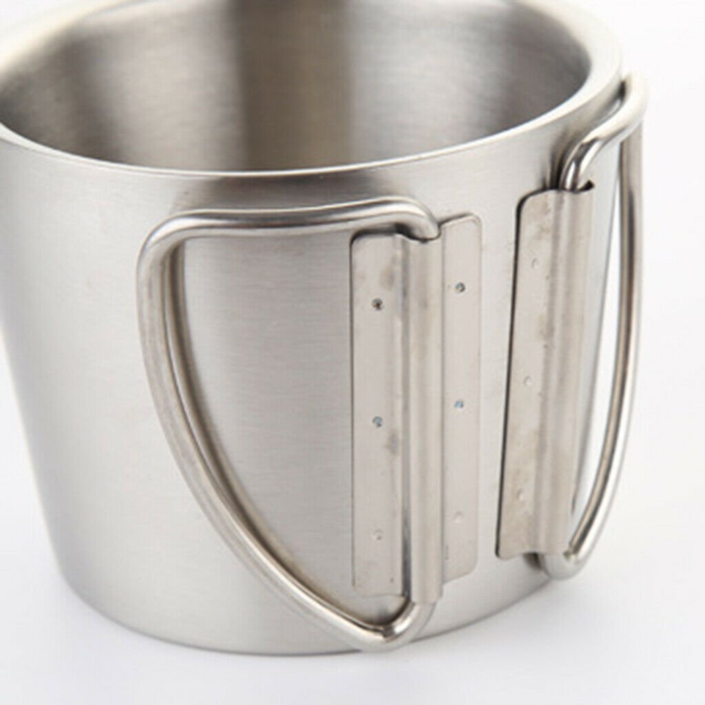 2Pcs Stainless Steel Mugs Metal Coffee Tea Cup Mug Cups Handles