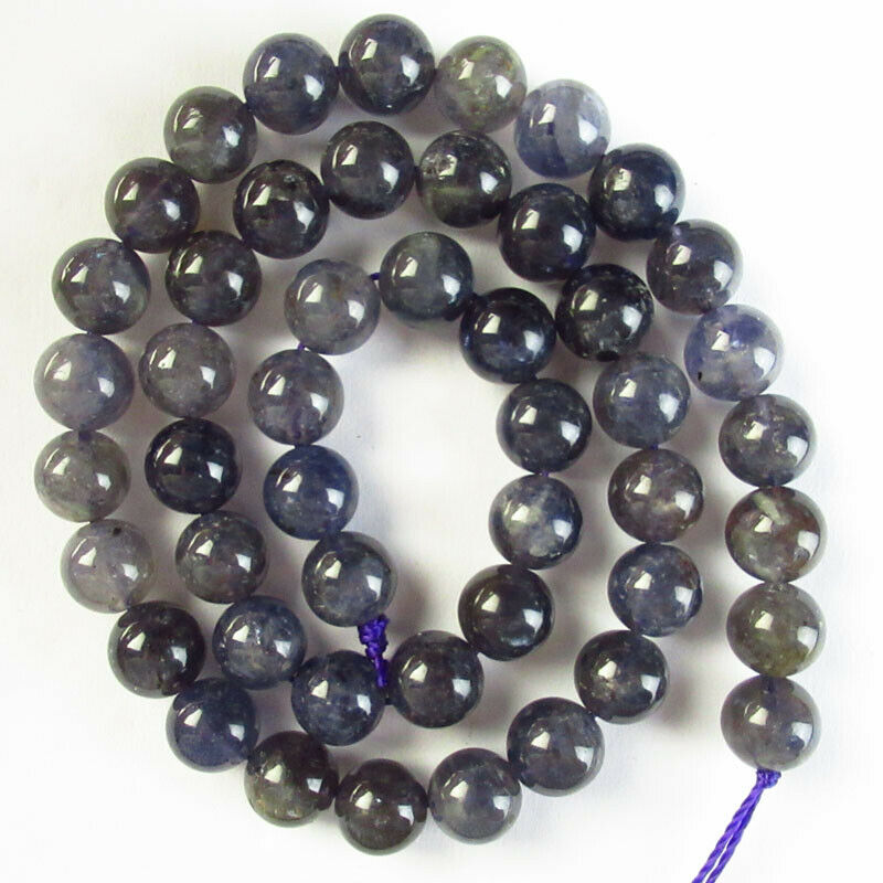 One Strand 8mm A++ 100% Natural Lolite Stone Ball Loose Bead 15.5 inch A-316TZ