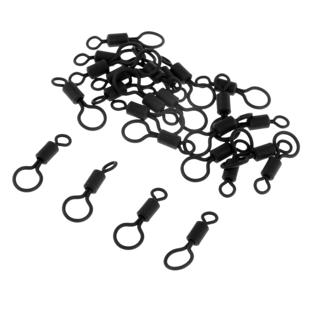 25pcs Matte Black Size 4 Anti Glare Carp Fishing Big Eye Long Body Swivels