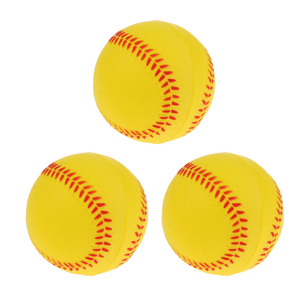 3x 9inch Exercise Batting Training Baseball Softball Bouncy Ball Yellow