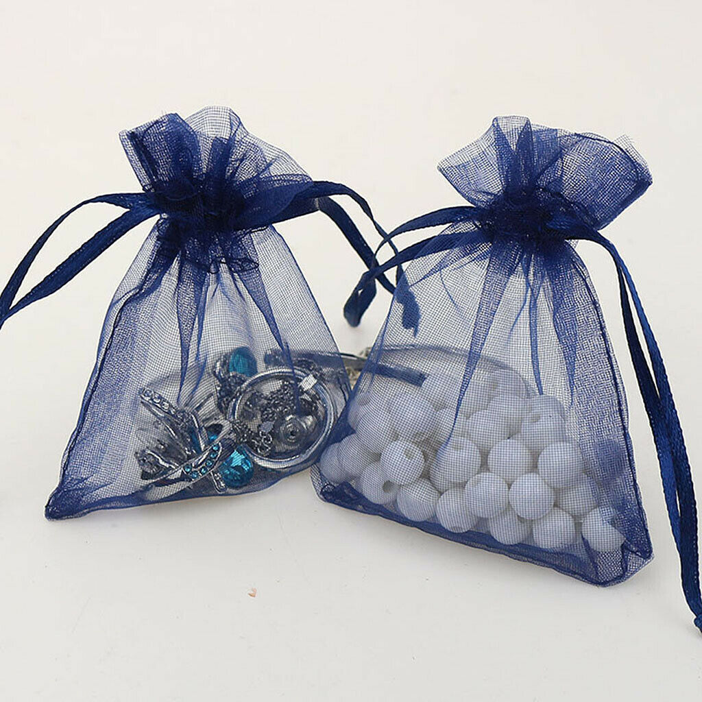 100pcs Organza Gift Jewellery Bags Pouches Wedding Favours Navy Blue