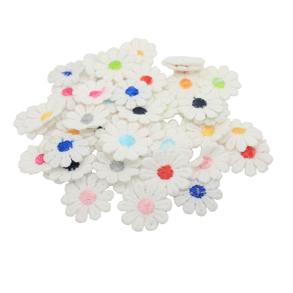 50Pcs Flower Embroidered Sew On Applique Lace Patch Sewing Trims for Clothes