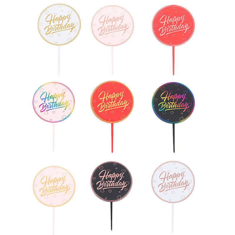 Colorful Printed Happy Birthday Cake Topper Cupcake Toppers for Birthday .l8